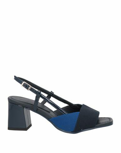 Daniele Ancarani Woman Sandals Navy blue Textile fibers, Leather Cover