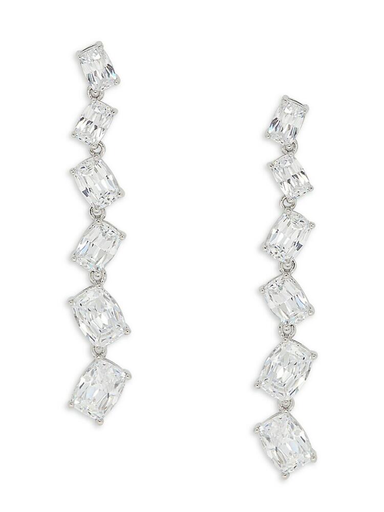 Adriana Orsini Women's Rhodium Plated & Cubic Zirconia Linear Drop Earrings Cover