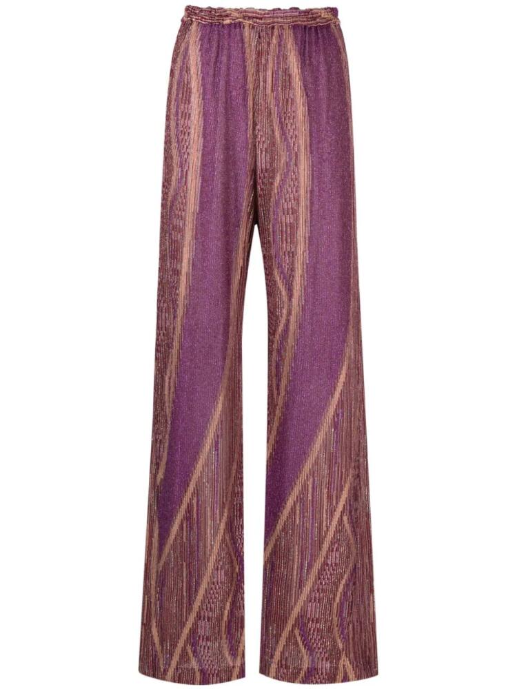 Forte Forte patterned-intarsia high-waisted trousers - Pink Cover