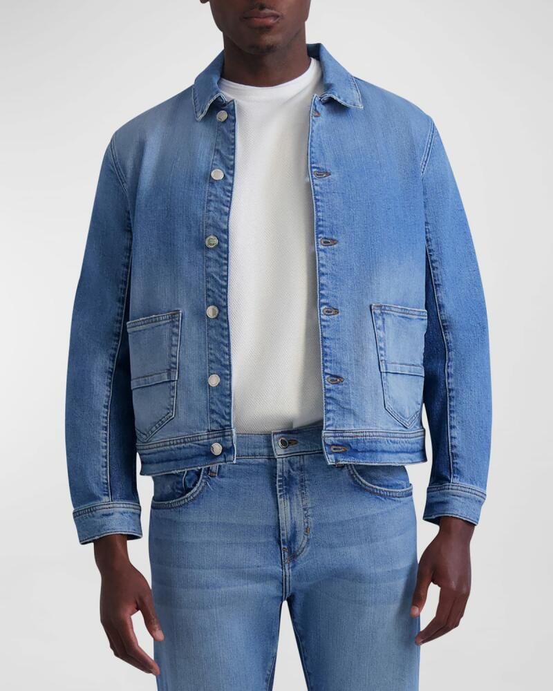 Karl Lagerfeld Paris White Label Men's Colorblock Denim Shirt Jacket Cover