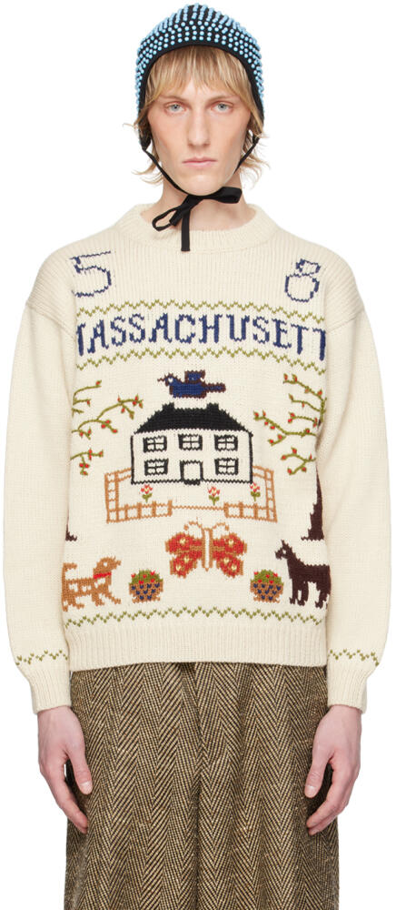 Bode Off-White Homestead Sampler Sweater Cover