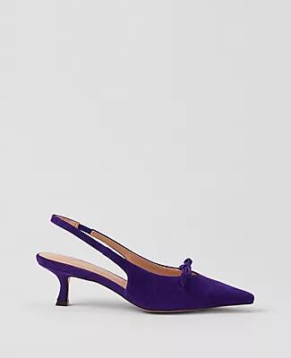 Ann Taylor Mini Bow Slingback Suede Pump Cover