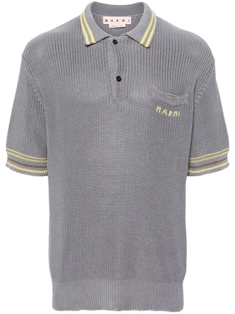 Marni chunky-knit polo shirt - Grey Cover