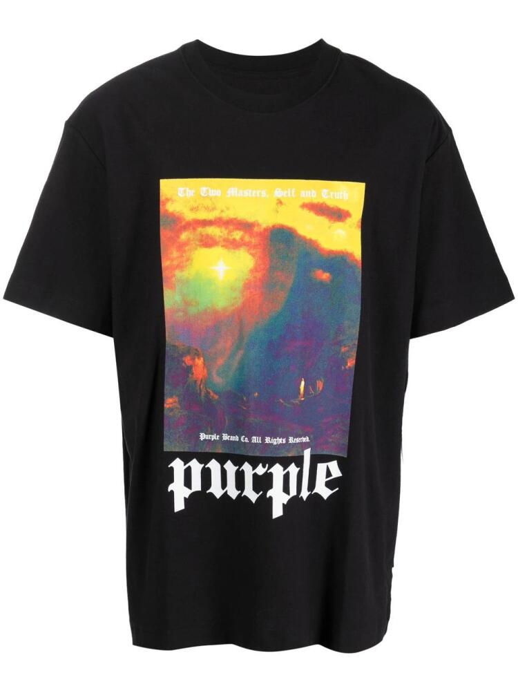 Purple Brand graphic-print cotton T-shirt - Black Cover