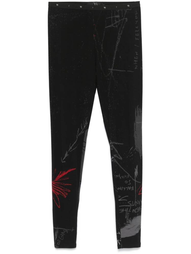 Yohji Yamamoto graphic-print leggings - Black Cover