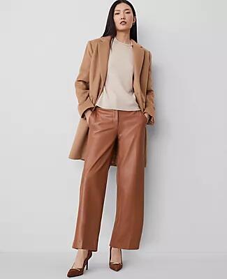 Ann Taylor The Petite Straight Ankle Pant in Faux Leather Cover