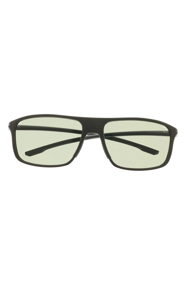 TAG Heuer Vingt Sept 60mm Rectangular Sunglasses in Matte Dark Green /Green Polar Cover