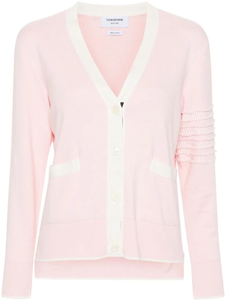 Thom Browne contrast-border cotton cardigan - Pink Cover