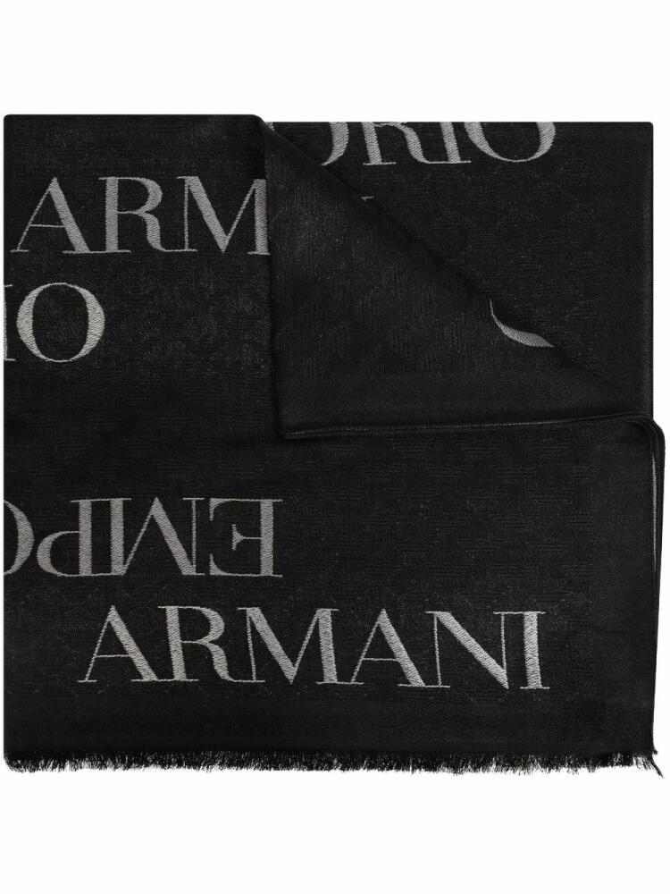 Emporio Armani logo-print scarf - Black Cover