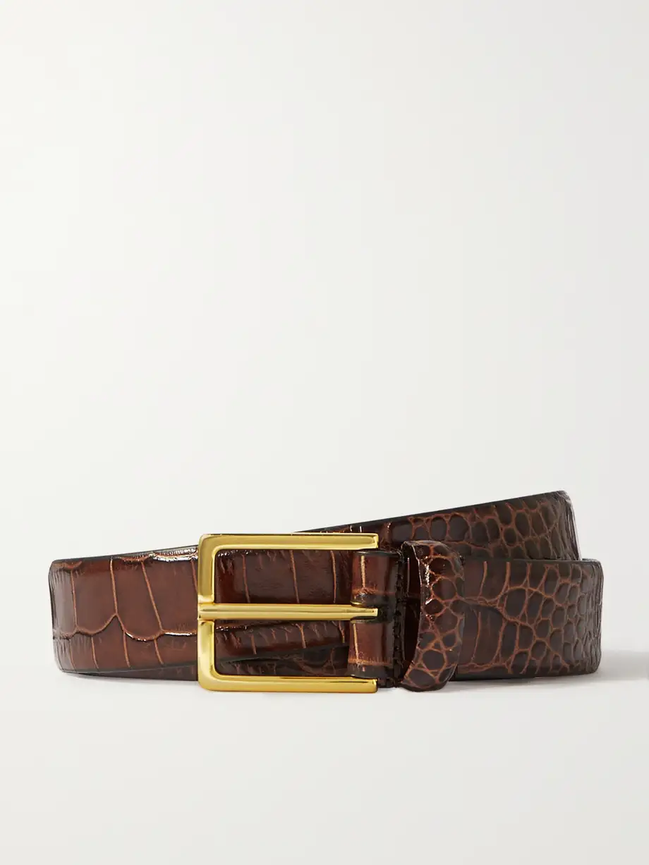 Anderson's - Croc-effect Leather Belt - Brown Cover