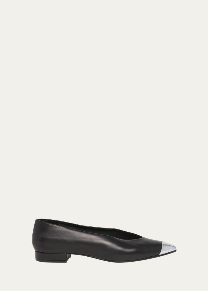 Loro Piana Rebecca Leather Cap-Toe Ballerina Flats Cover