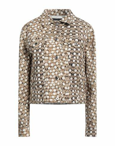 Just Cavalli Woman Denim outerwear Sand Cotton, Elastane Cover