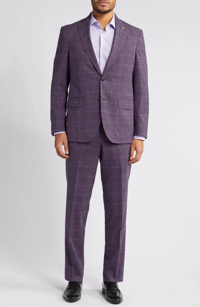 Ted Baker London Karl Slim Fit Plaid Stretch Wool Blend Suit in Berry Cover