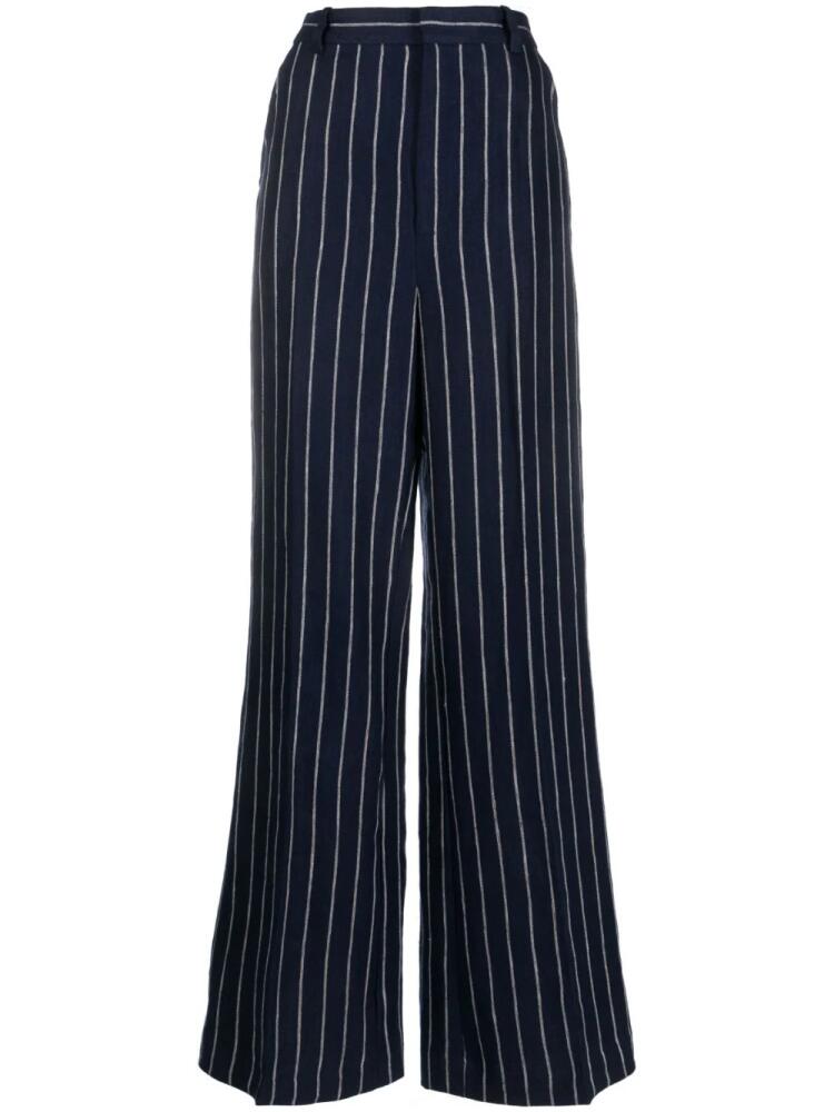 Polo Ralph Lauren pinstriped wide-leg linen trousers - Blue Cover