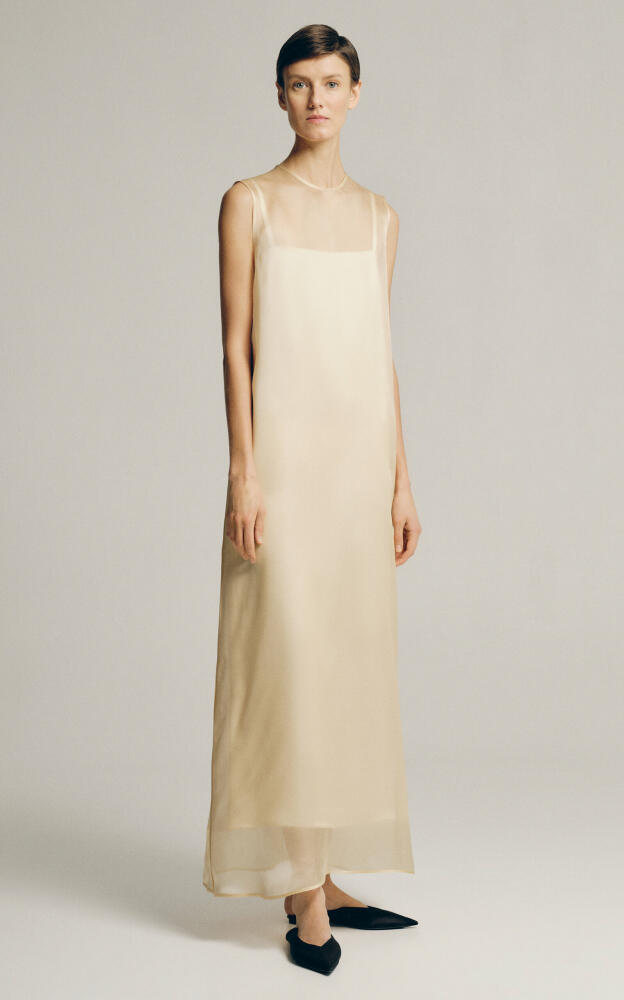 Sophie et Voila - Sheer Satin-Organza Maxi Dress - Ivory Cover