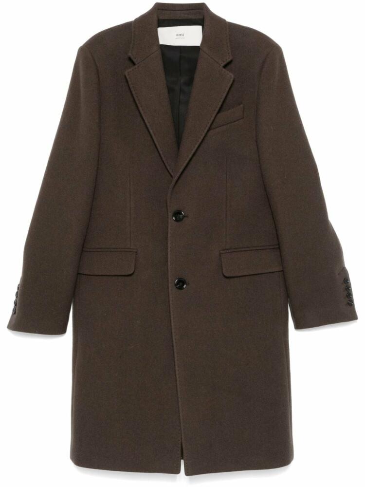 AMI Paris virgin wool coat - Brown Cover