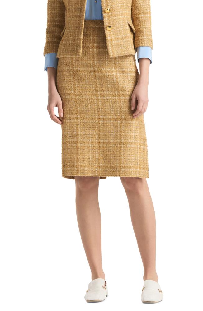 St. John Collection Tonal Tweed Side Slit Skirt in Tan Multi Cover