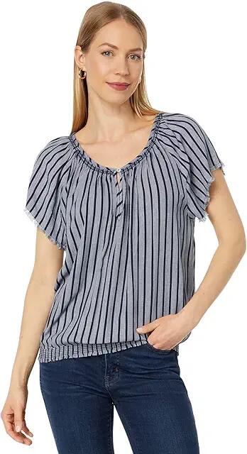 Carve Designs Lilly Top (Navy Stripe) Women's Clothing Cover