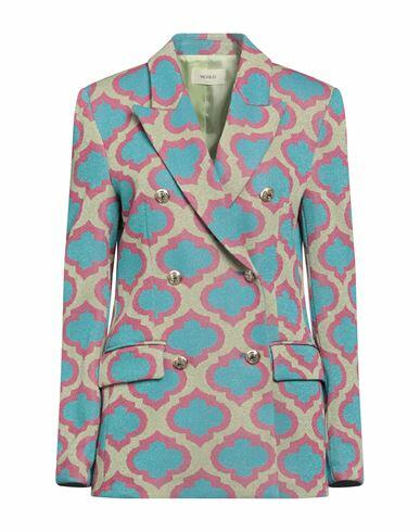 Vicolo Woman Blazer Azure Viscose, Metallic fiber, Cotton, Polyester, Elastane Cover