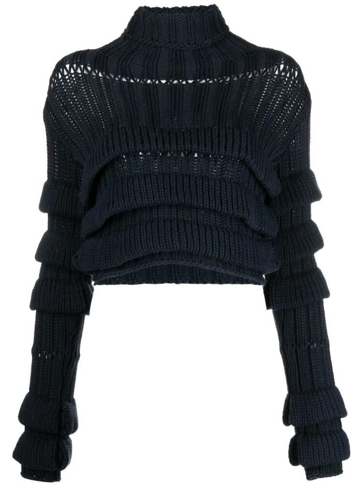 QUIRA drapeed cropped sweater - Blue Cover