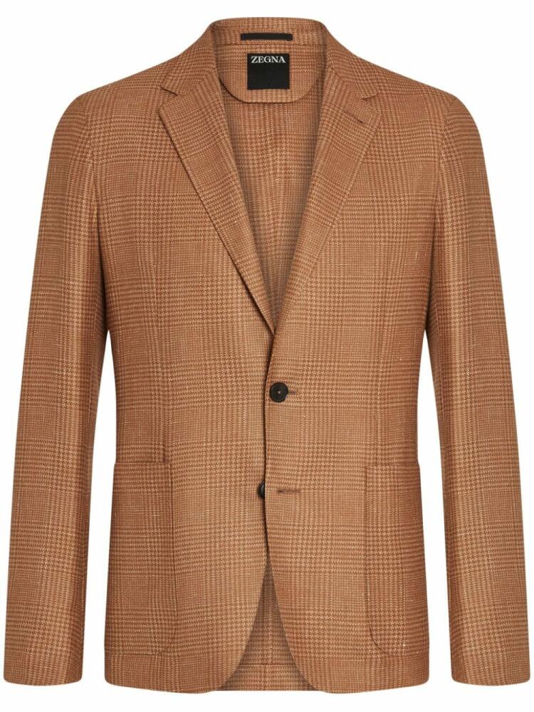 Zegna checked single-breasted blazer - Brown Cover