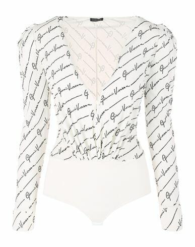 Versace Crystal Logo Bodysuit Blouse Woman Shirt White Viscose Cover