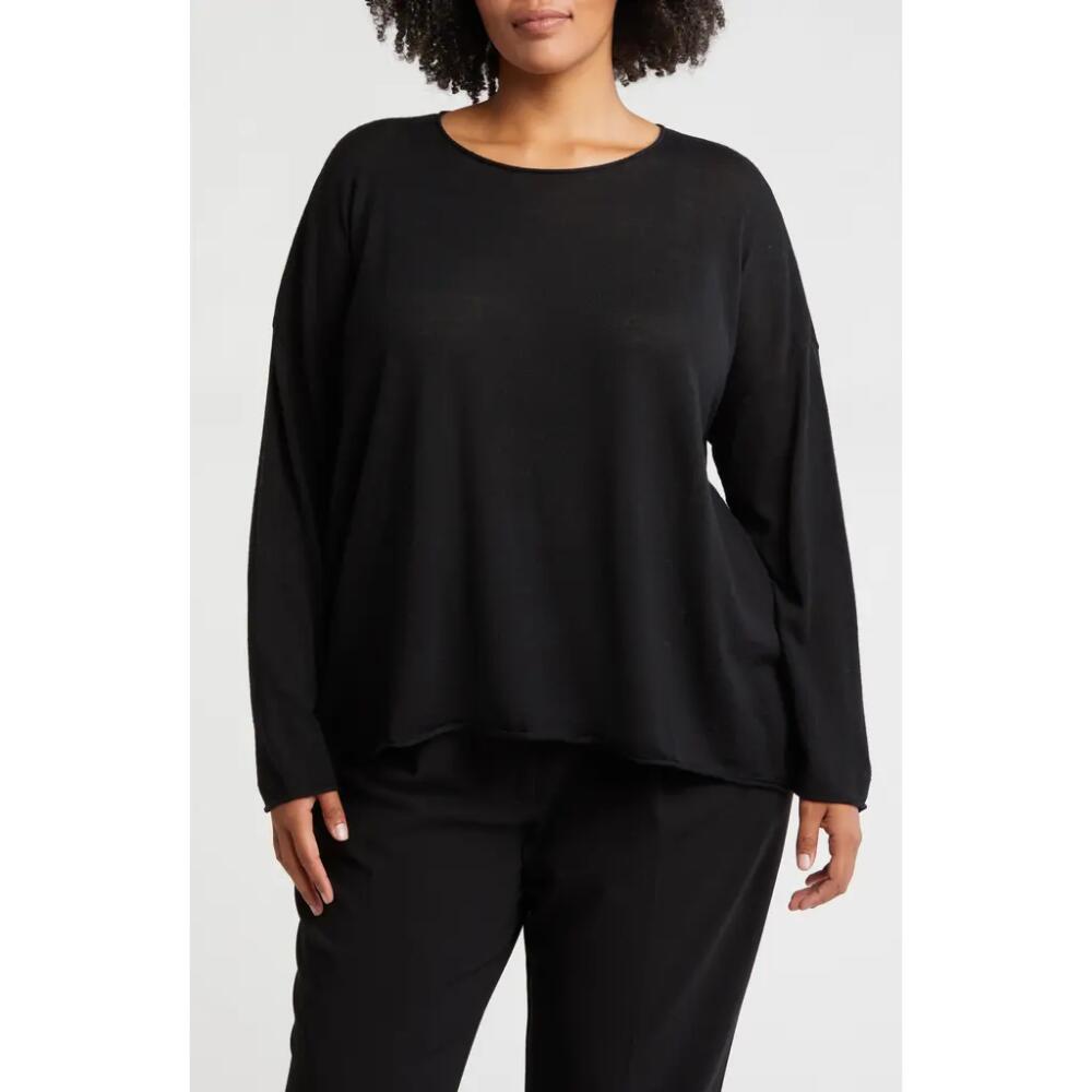 Eileen Fisher Jewel Neck Wool Sweater in Black Cover