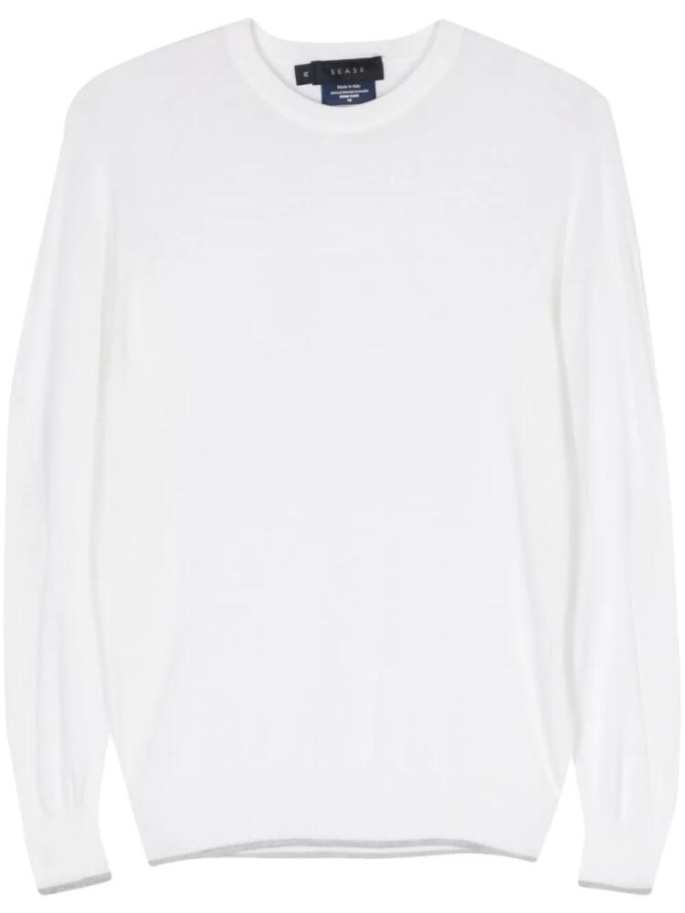 Sease striped-edge virgin wool jumper - White Cover