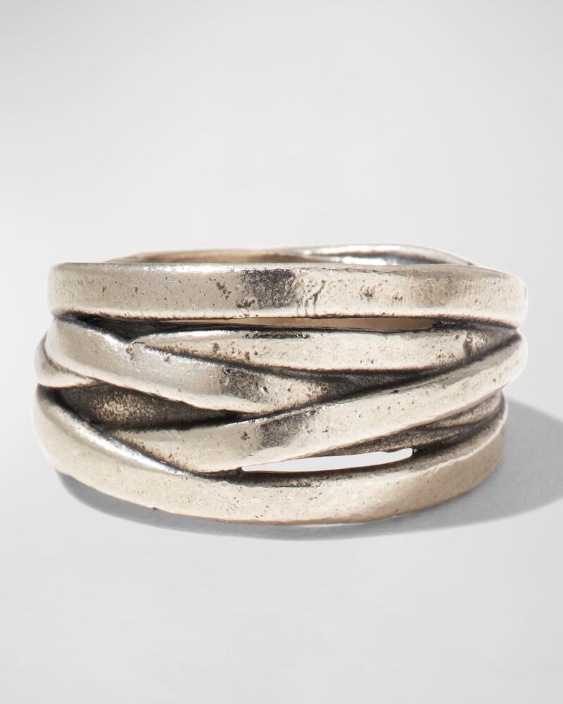 John Varvatos Men's Silver Wrap Band Ring Cover