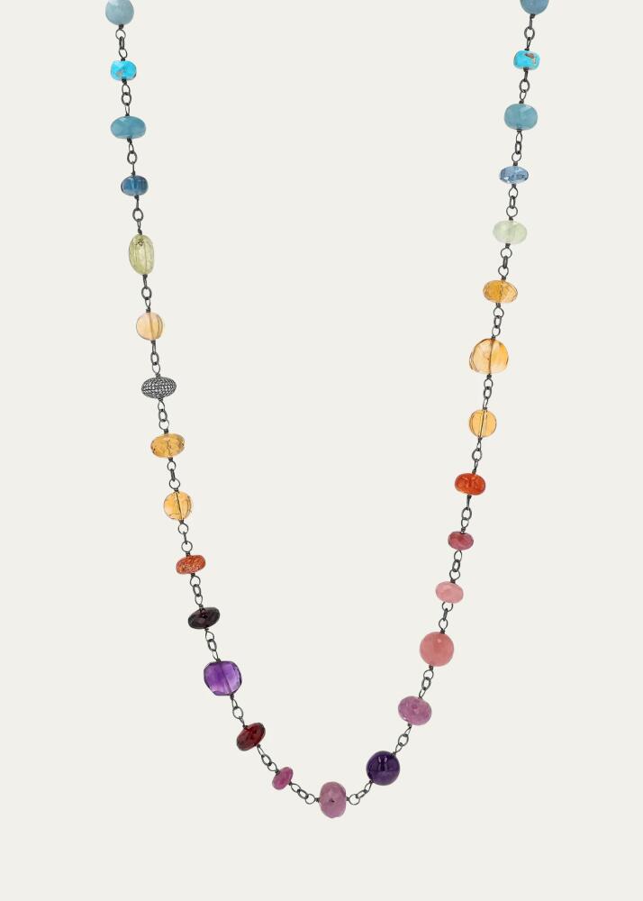 Sheryl Lowe Rainbow Gemstone Long Wire Wrap Necklace, 44"L Cover