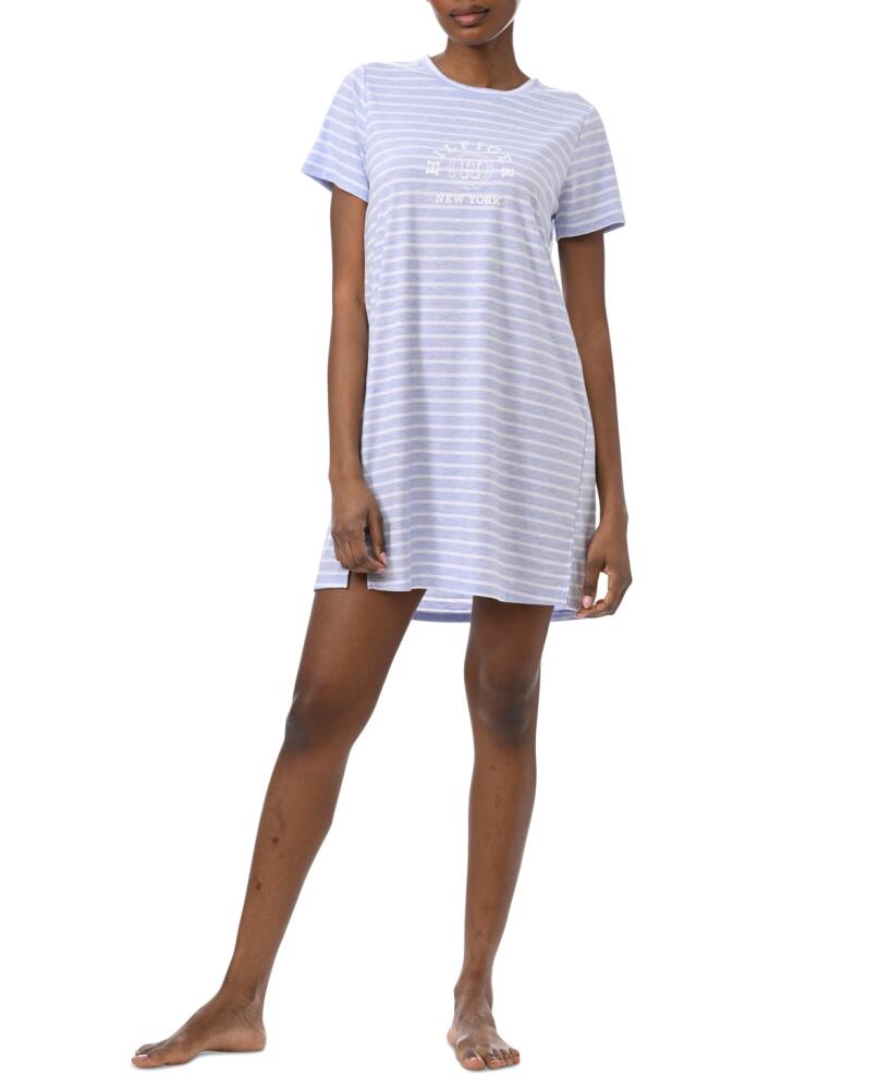 Tommy Hilfiger Women's Printed Short-Sleeve Sleepshirt - Summer Boating Stripe Blue Cover