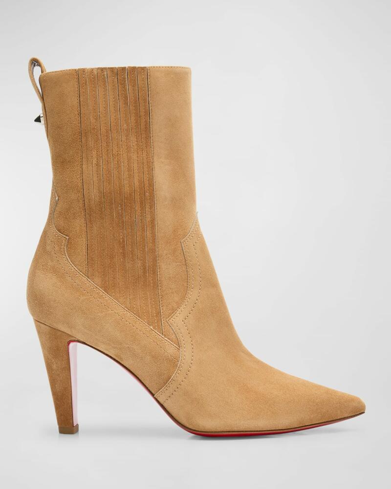 Christian Louboutin Suede Stiletto Red Sole Chelsea Booties Cover