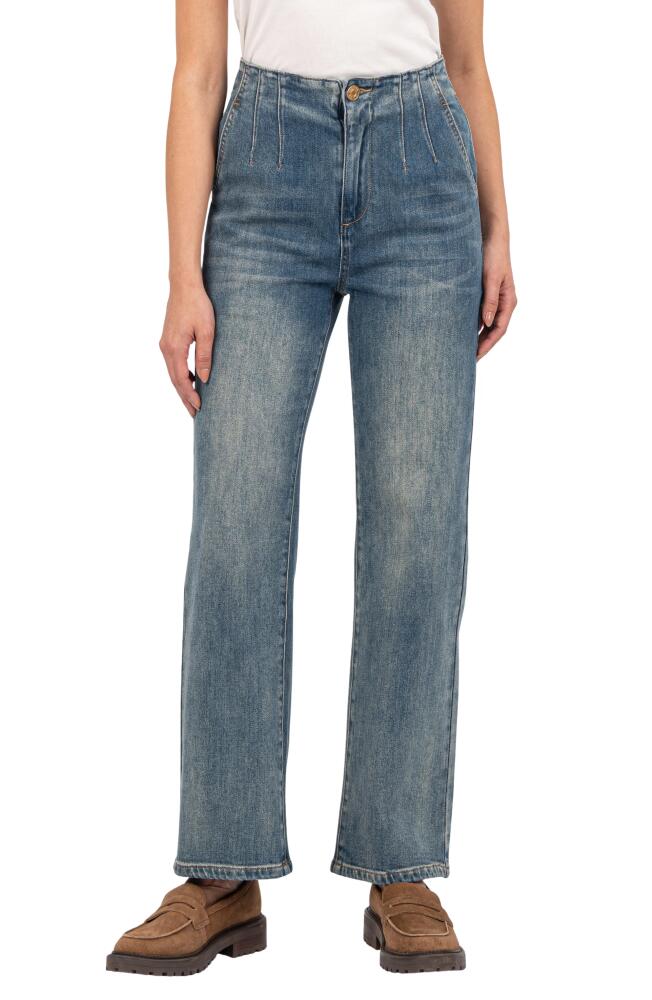 KUT from the Kloth Fay Seamed High Waist Ankle Straight Leg Jeans in Joyfully Cover