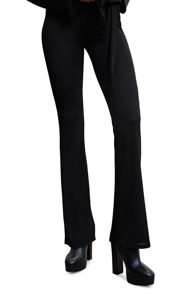 MANGO Pull-On Slim Flare Knit Pants in Black Cover