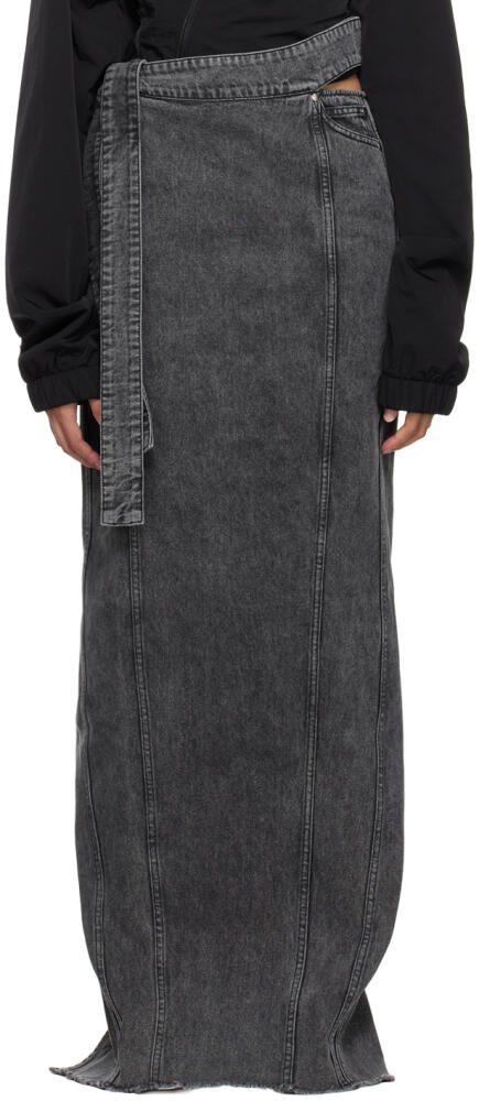 Jade Cropper Gray Cutout Denim Maxi Skirt Cover