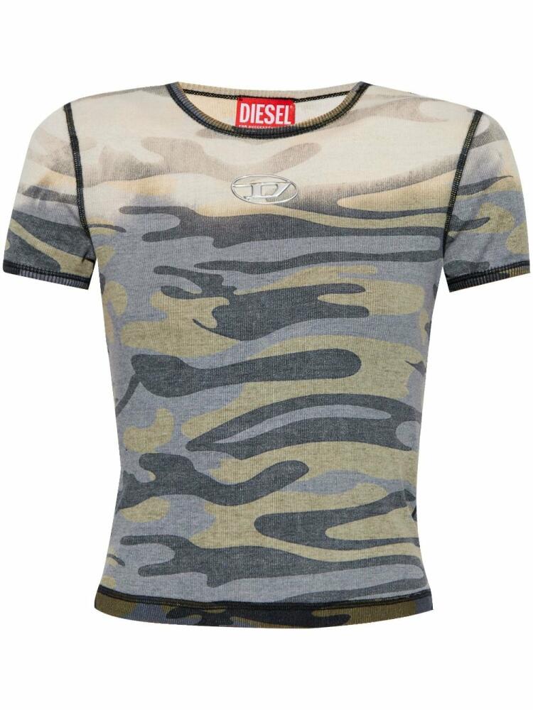 Diesel camouflage-pattern cotton t-shirt - Grey Cover