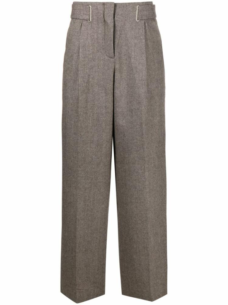 REMAIN herringbone-pattern tailored wide-leg trousers - Brown Cover