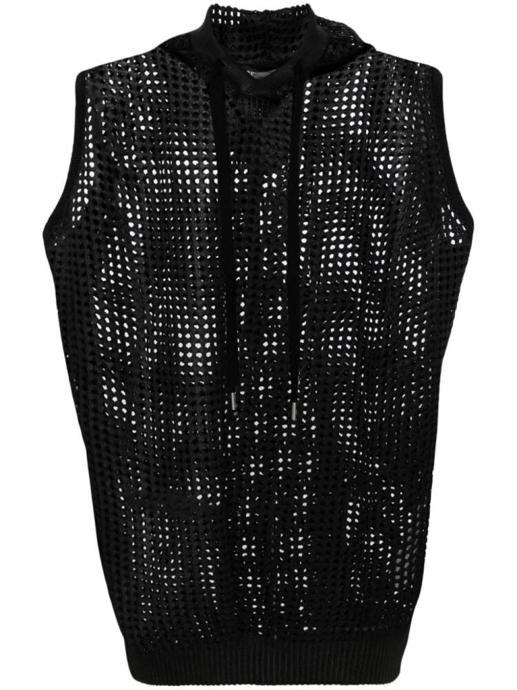 Junya Watanabe hooded sleeveless mesh top - Black Cover