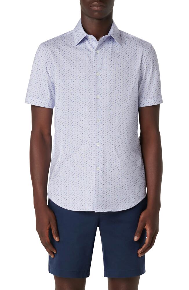 Bugatchi Miles OoohCotton® Dot Print Short Sleeve Button-Up Shirt in Lavender Cover