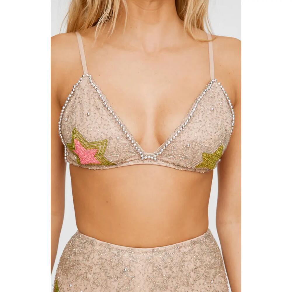 NASTY GAL Star Bead Embellished Bralette in Silver Cover