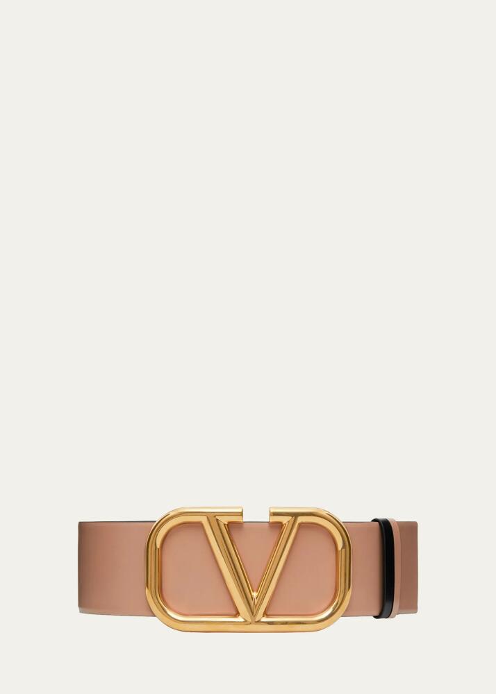 Valentino Garavani V-Logo 70mm Wide Box Leather Belt Cover