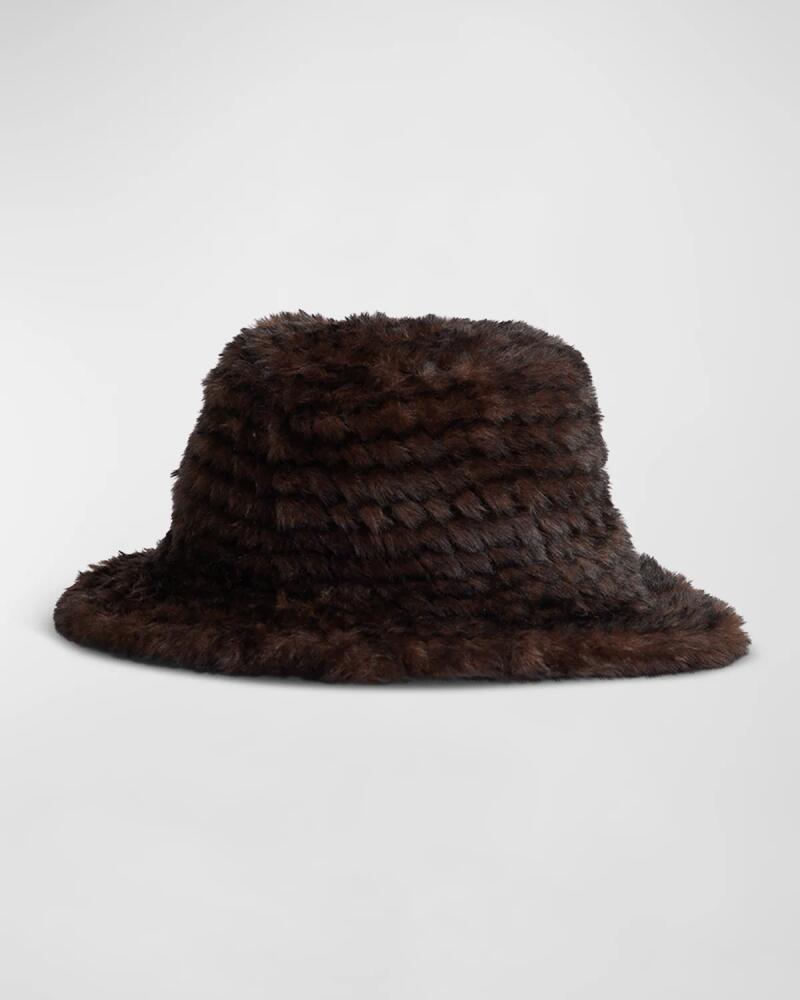 Fabulous Furs Knitted Faux Fur Bucket Hat Cover