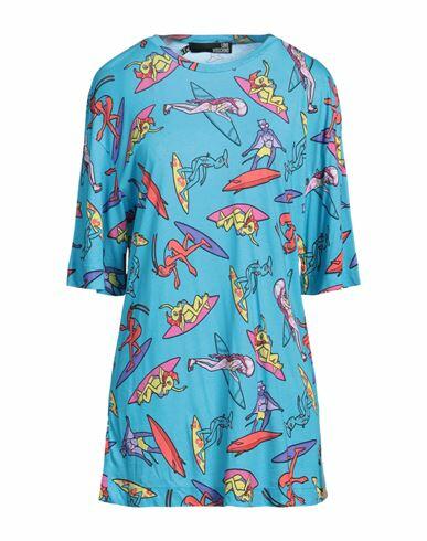 Love Moschino Woman T-shirt Azure Cotton, Modal Cover