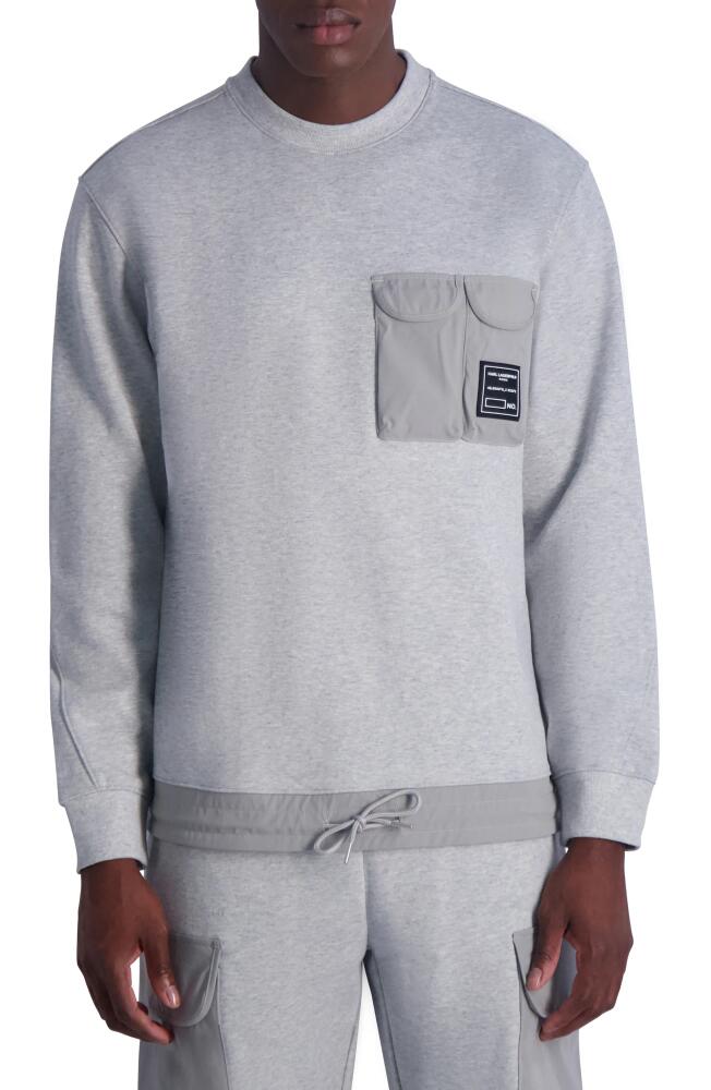 Karl Lagerfeld Paris Cargo Pocket Sweatshirt in Heather Grey Cover