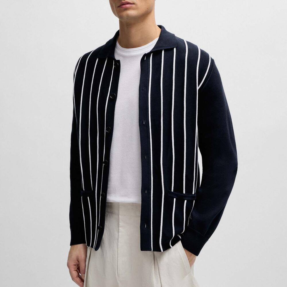 BOSS Black Striped Cotton Cardigan Cover