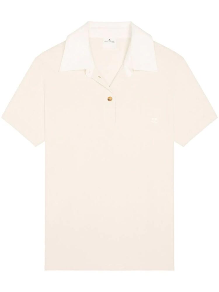 Courrèges contrasting cotton blend polo shirt - White Cover