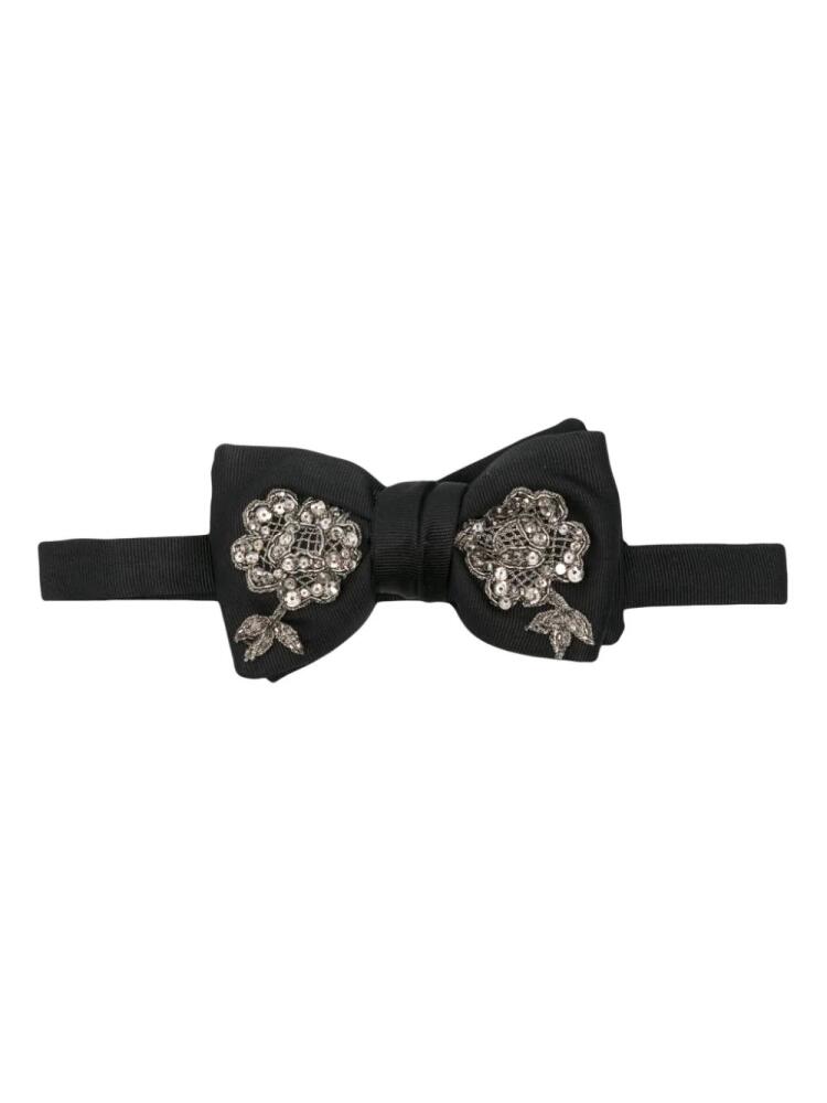 Alexander McQueen floral-appliqué bow tie - Black Cover