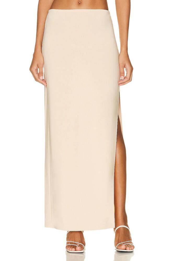 Norma Kamali Side Slit Long Skirt in Tan Cover