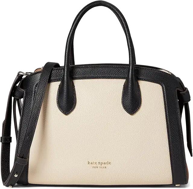 Kate Spade New York Knott Color-Blocked Pebbled Leather Medium Zip Top Satchel (Allspice Cake Multi) Handbags Cover