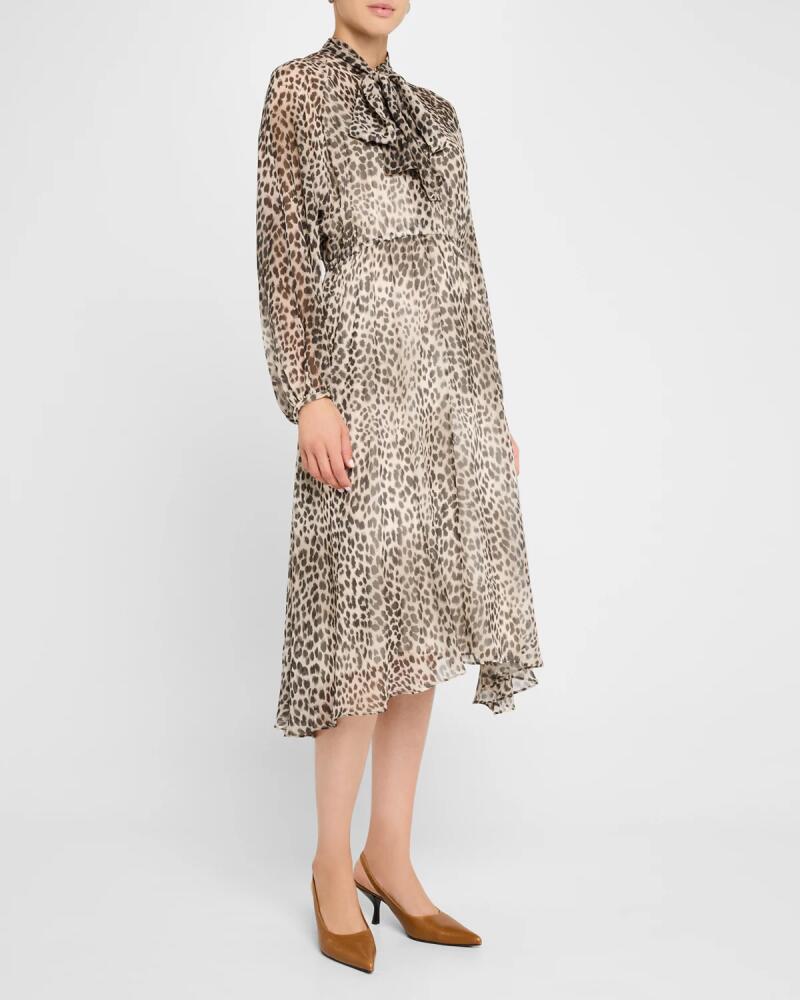 Max Mara Studio Glizia Animal-Print Silk Midi Dress Cover